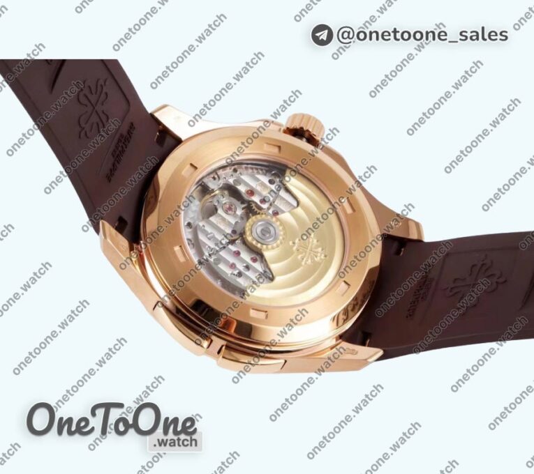 Реплика часов Patek Philippe Aquanaut 5164R Rose gold Top-tier Копия один в один Brown Dial Rubber Strap
