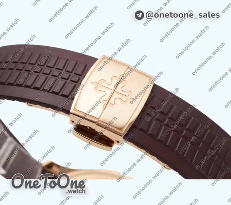 Реплика часов Patek Philippe Aquanaut 5164R Rose gold Top-tier Копия один в один Brown Dial Rubber Strap