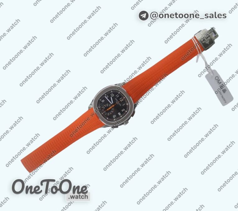 Реплика часов Patek Philippe Aquanaut Chronograph 5968A Top-tier Копия один в один Brown Dial on Orange Rubber Strap