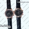 Реплика часов Patek Philippe Grand Complications 6102R Moon Rose gold Black Dial Black Leather Strap TWF