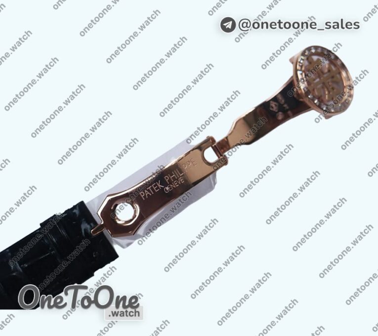 Реплика часов Patek Philippe Grand Complications 6102R Moon Rose gold Black Dial Black Leather Strap TWF