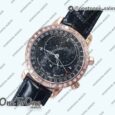 Реплика часов Patek Philippe Grand Complications 6102R Moon Rose gold Black Dial Black Leather Strap TWF