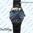 Реплика часов Patek Philippe Complications 5396G Blue Dial Crystal Markers on Black Leather Strap KMF