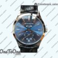 Реплика часов Patek Philippe Complications 5396G Blue Dial Crystal Markers on Black Leather Strap KMF