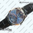 Реплика часов Patek Philippe Complications 5396G Blue Dial Crystal Markers on Black Leather Strap KMF
