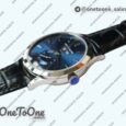 Реплика часов Patek Philippe Complications 5396G Blue Dial Crystal Markers on Black Leather Strap KMF