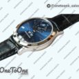 Реплика часов Patek Philippe Complications 5396G Blue Dial Crystal Markers on Black Leather Strap KMF
