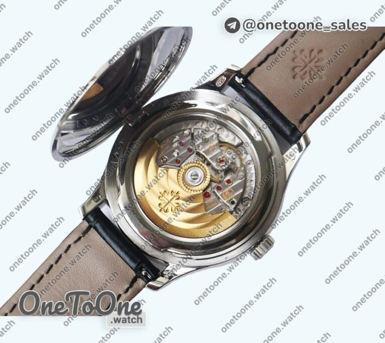 Реплика часов Patek Philippe Calatrava 5227 Stainless steel Top-tier Копия один в один Black&White Dial Black Leather Strap 324CS 3KF