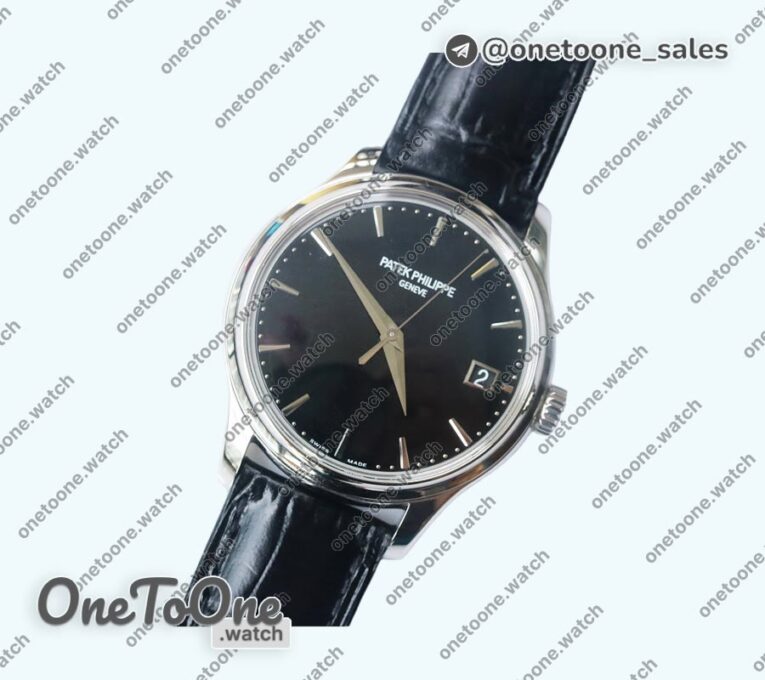 Реплика часов Patek Philippe Calatrava 5227 Stainless steel Top-tier Копия один в один Black&White Dial Black Leather Strap 324CS 3KF