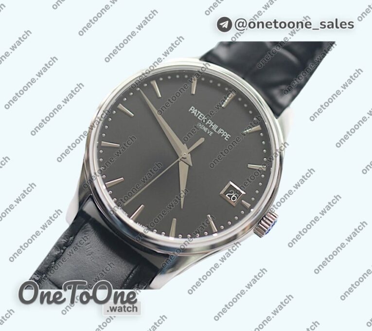 Реплика часов Patek Philippe Calatrava 5227 Stainless steel White&Black Leather Strap MY9015 Mod