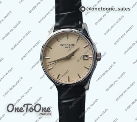 Реплика часов Patek Philippe Calatrava 5227 Stainless steel Cream White Leather Strap MY9015 Mod
