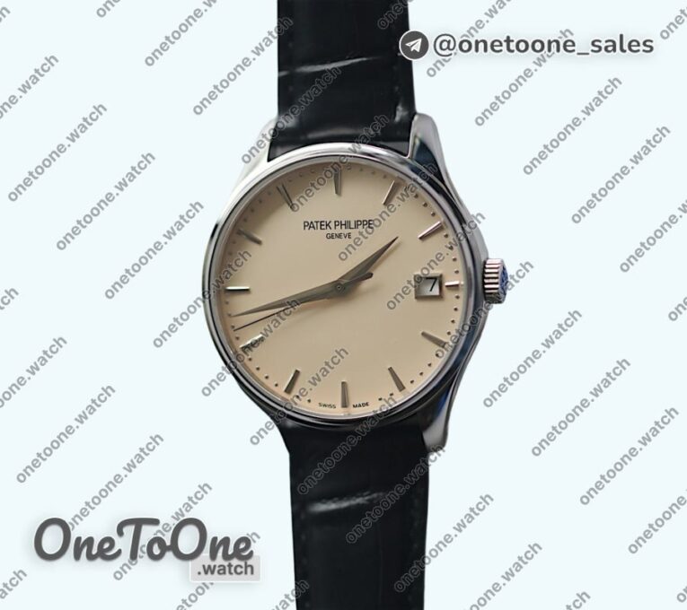 Реплика часов Patek Philippe Calatrava 5227 Stainless steel Cream White Leather Strap MY9015 Mod