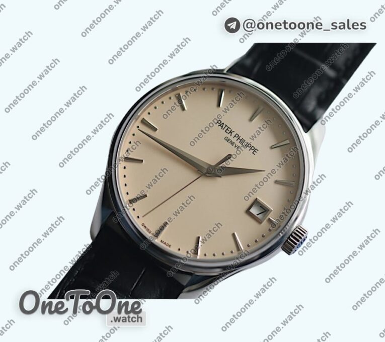 Реплика часов Patek Philippe Calatrava 5227 Stainless steel Cream White Leather Strap MY9015 Mod
