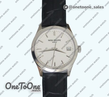 Реплика часов Patek Philippe Calatrava 5296G Stainless steel White Dial Leather Strap Miyota 9015 Mod