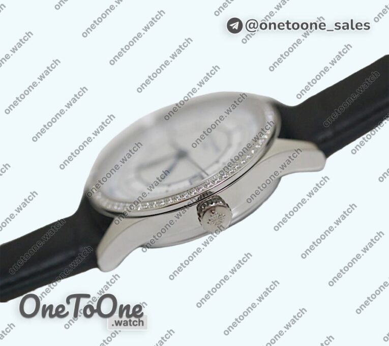 Реплика часов Patek Philippe Calatrava 5296G Stainless steel White Dial Blue Hands Leather Strap Miyota 9015 Mod