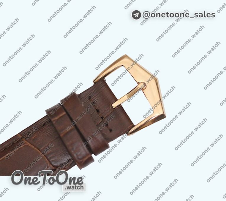 Реплика часов Patek Philippe Calatrava 5296G Rose gold White Dial Blue Hands Leather Strap Miyota 9015 Mod