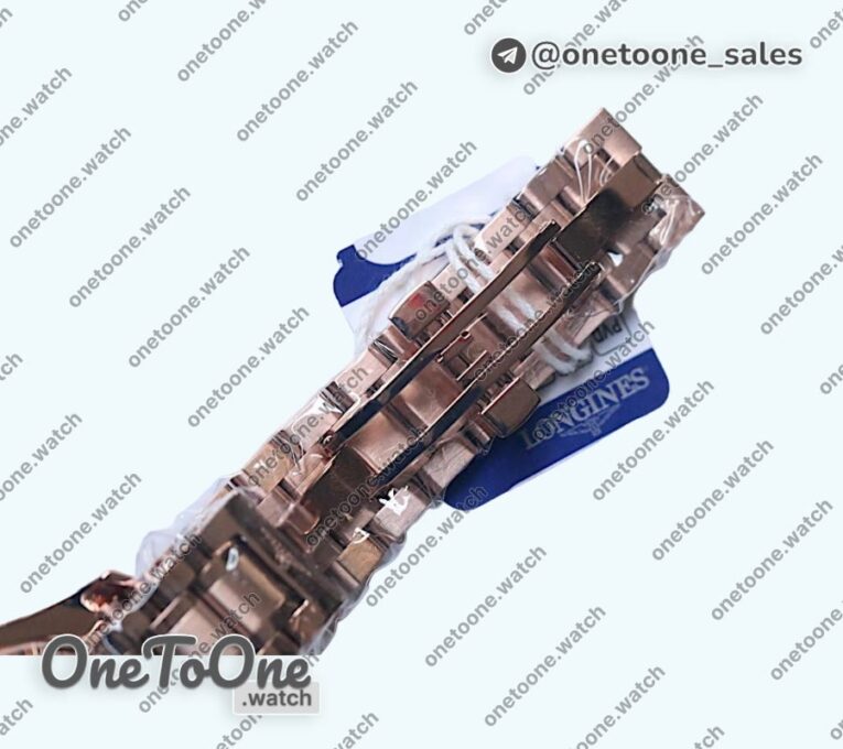 Реплика часов Longines Master Moonphase Chronograph Rose gold Top-tier Копия один в один White Dial Bracelet