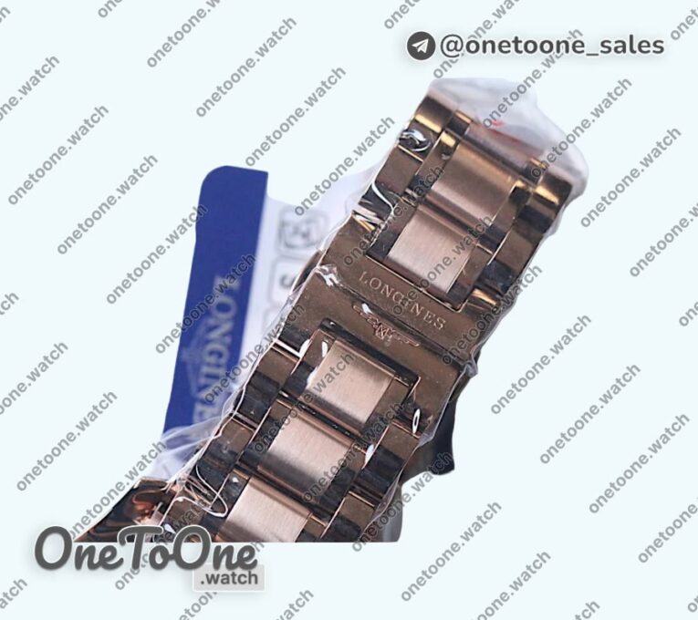Реплика часов Longines Master Moonphase Chronograph Rose gold Top-tier Копия один в один White Dial Bracelet