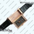 Реплика часов Jaeger-lecoultre Reverso Ladies Rose gold Diamonds Bezel White&Black Dials Leather Strap Japan Quartz
