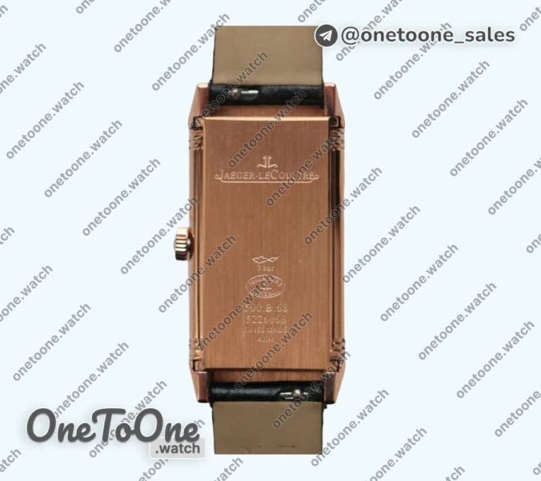 Реплика часов Jaeger-lecoultre Reverso Ladies Rose gold Diamonds Bezel White&Black Dials Leather Strap Japan Quartz