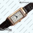 Реплика часов Jaeger-lecoultre Reverso Ladies Rose gold Diamonds Bezel White&Black Dials Leather Strap Japan Quartz