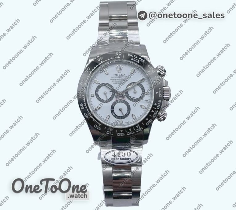 Реплика часов Rolex Daytona 116500 Ceramic Bezel Top-tier Копия один в один 904L Stainless steel Case and Bracelet White Dial
