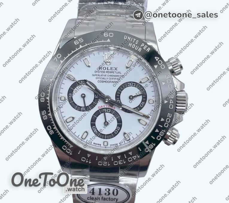 Реплика часов Rolex Daytona 116500 Ceramic Bezel Top-tier Копия один в один 904L Stainless steel Case and Bracelet White Dial