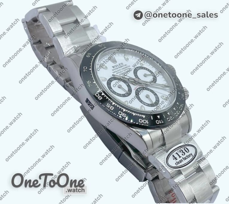Реплика часов Rolex Daytona 116500 Ceramic Bezel Top-tier Копия один в один 904L Stainless steel Case and Bracelet White Dial