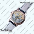 Реплика часов Jaeger-lecoultre Rendez-Vous Night & Day Rose gold Top-tier Копия один в один White Dial Black Markers Diamonds Bezel Black Leather Strap