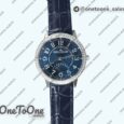 Реплика часов Jaeger-lecoultre Rendez-Vous Night & Day Stainless steel Top-tier Копия один в один Blue Textured Dial Diamonds Bezel on Blue Leather Strap