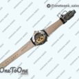 Реплика часов Jaeger-lecoultre Master Geographic Real PR Stainless steel Top-tier Копия один в один White Dial on Black Leather Strap