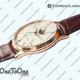 Реплика часов Jaeger-lecoultre Master Ultra Thin Moon 1362520 Rose gold Top-tier Копия один в один White Dial on Brown Leather Strap