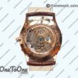 Реплика часов Jaeger-lecoultre Master Ultra Thin Moon 1362520 Rose gold Top-tier Копия один в один White Dial on Brown Leather Strap