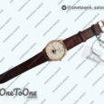 Реплика часов Jaeger-lecoultre Master Ultra Thin Moon 1362520 Rose gold Top-tier Копия один в один White Dial on Brown Leather Strap