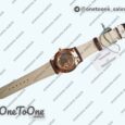 Реплика часов Jaeger-lecoultre Master Ultra Thin Moon 1362520 Rose gold Top-tier Копия один в один White Dial on Brown Leather Strap