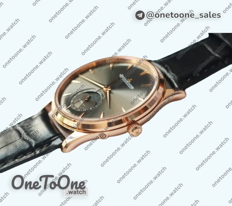 Реплика часов Jaeger-lecoultre Master Ultra Thin Moon 1362520 Rose gold Top-tier Копия один в один Grey Dial Black Leather Strap