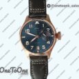 Реплика часов Iwc Big Pilot Real PR IW500909 "Le Petit Prince" Rose gold Blue Dial Top-tier Копия один в один on Brown Leather Strap