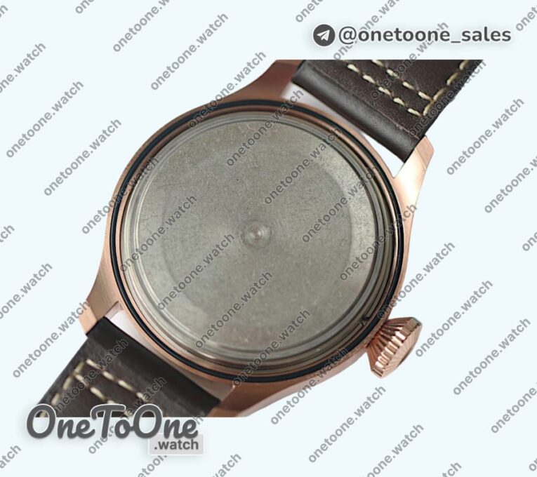 Реплика часов Iwc Big Pilot Real PR IW500909 "Le Petit Prince" Rose gold Blue Dial Top-tier Копия один в один on Brown Leather Strap