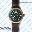 Реплика часов Iwc Pilot UTC Spitfire “MJ271” Bronze Top-tier Копия один в один Green Dial on Brown Leather Strap