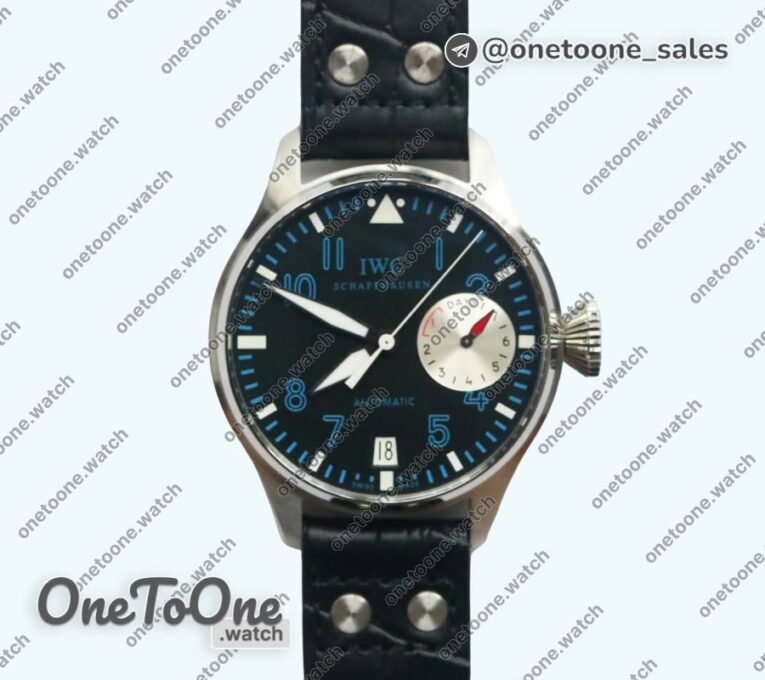Реплика часов Iwc Big Pilot Real PR IW500431 RUStainless steelIAN "NEMOV" Top-tier Копия один в один on Black Leather Strap