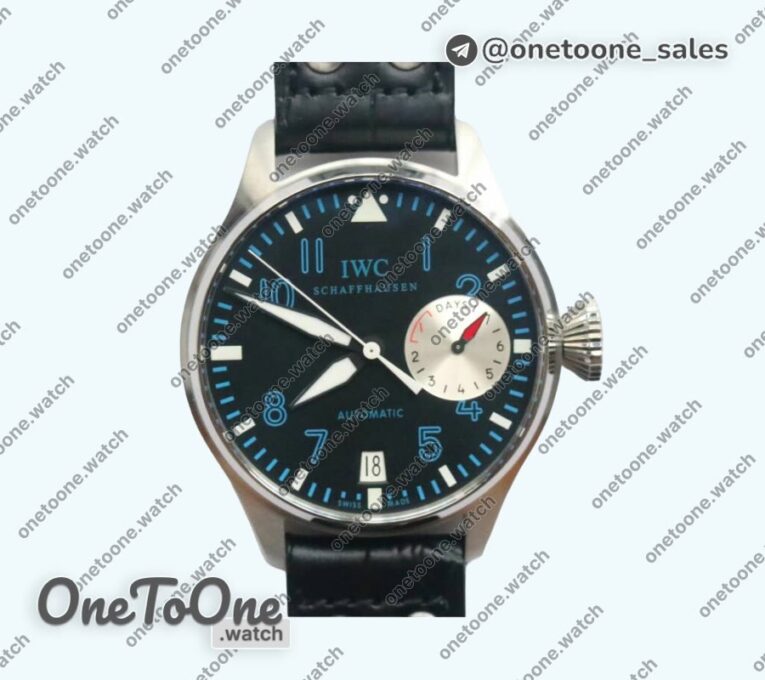 Реплика часов Iwc Big Pilot Real PR IW500431 RUStainless steelIAN "NEMOV" Top-tier Копия один в один on Black Leather Strap