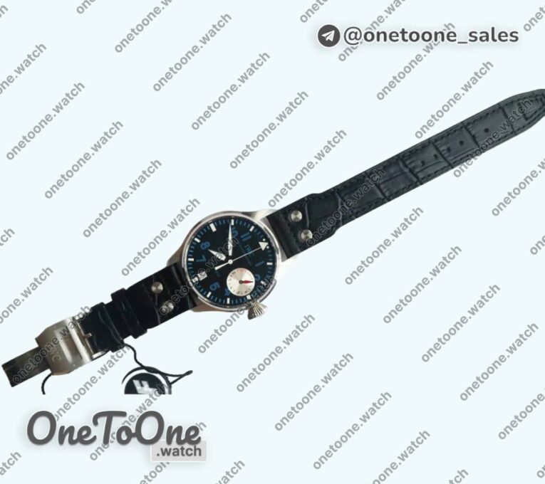 Реплика часов Iwc Big Pilot Real PR IW500431 RUStainless steelIAN "NEMOV" Top-tier Копия один в один on Black Leather Strap