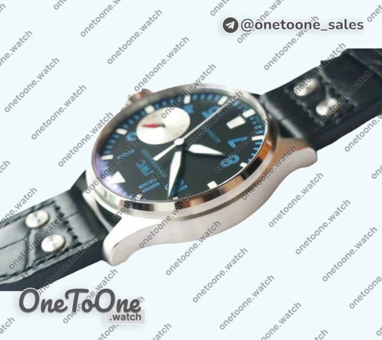 Реплика часов Iwc Big Pilot Real PR IW500431 RUStainless steelIAN "NEMOV" Top-tier Копия один в один on Black Leather Strap