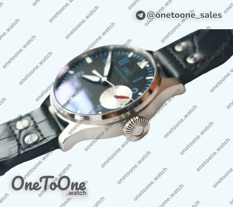 Реплика часов Iwc Big Pilot Real PR IW500431 RUStainless steelIAN "NEMOV" Top-tier Копия один в один on Black Leather Strap