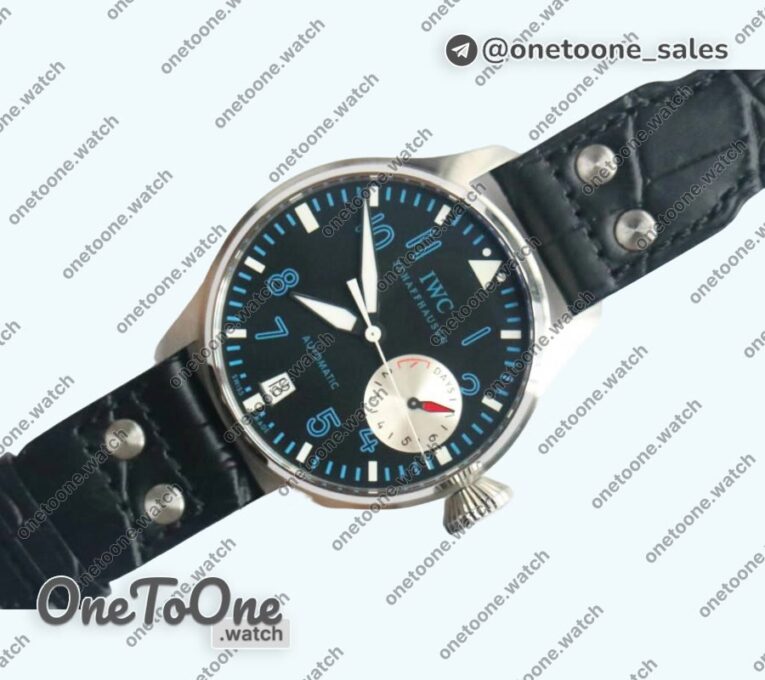 Реплика часов Iwc Big Pilot Real PR IW500431 RUStainless steelIAN "NEMOV" Top-tier Копия один в один on Black Leather Strap