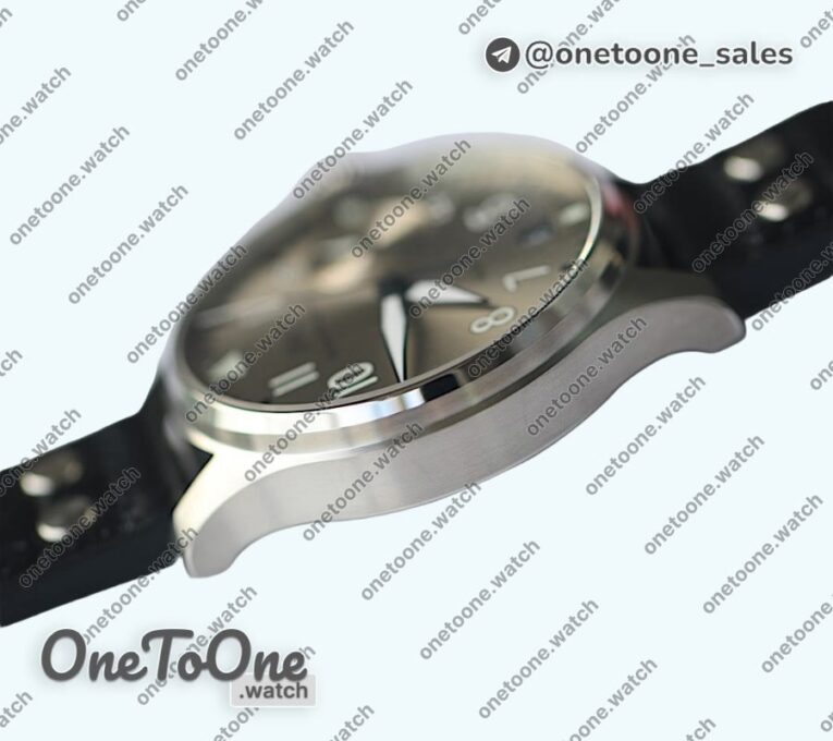 Реплика часов Iwc Big Pilot Real PR IW500906 Top-tier Копия один в один Silver Dial on Black Leather Strap