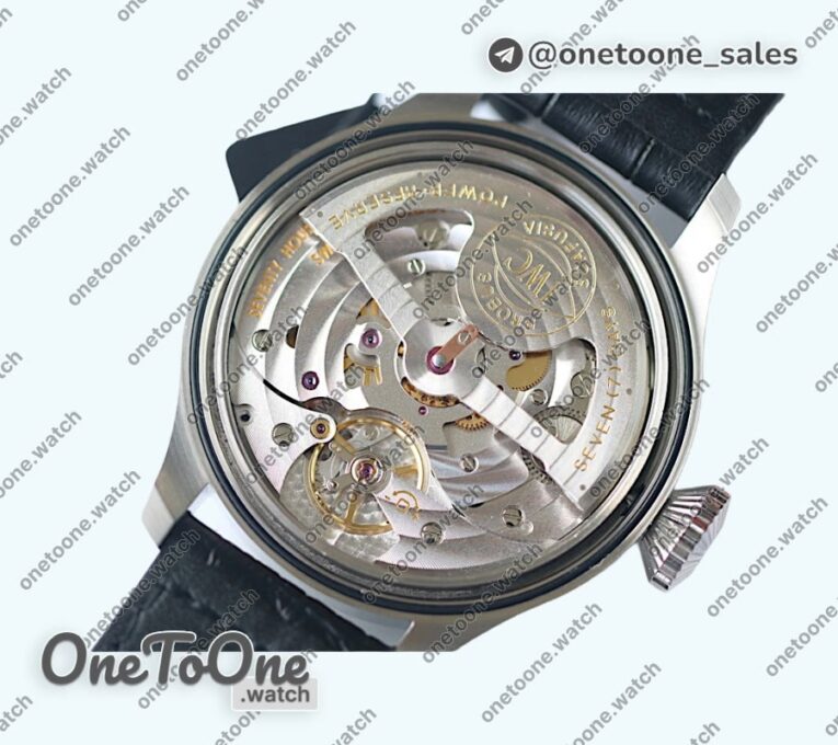 Реплика часов Iwc Big Pilot Real PR IW500906 Top-tier Копия один в один Silver Dial on Black Leather Strap