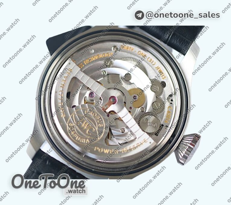 Реплика часов Iwc Big Pilot Real PR IW500906 Top-tier Копия один в один Silver Dial on Black Leather Strap