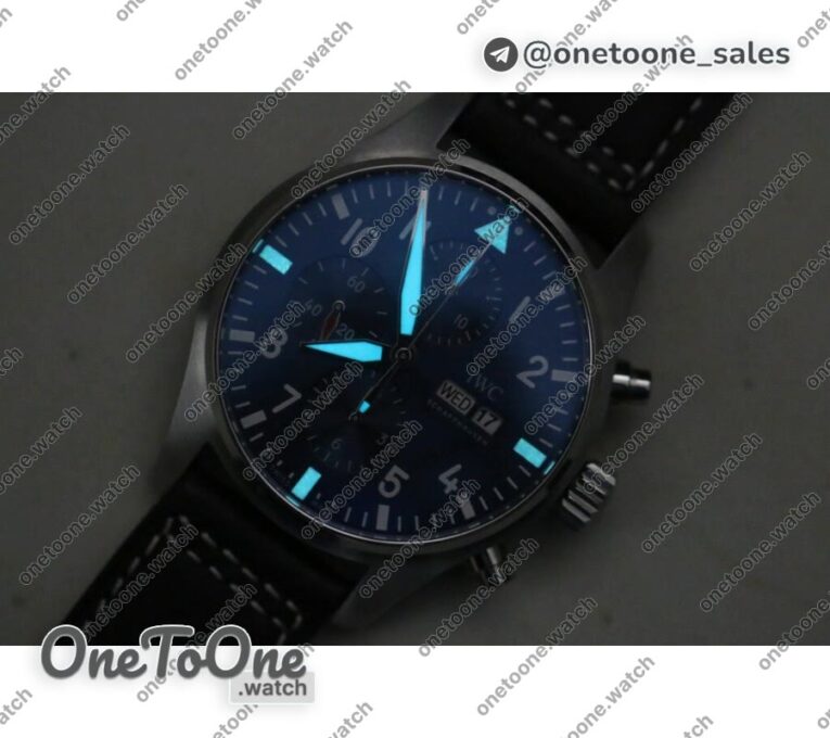 Реплика часов Iwc Pilot Chrono 377714 "Le Petit Prince" 2016 SIHH Blue Top-tier Копия один в один on Brown Leather Strap