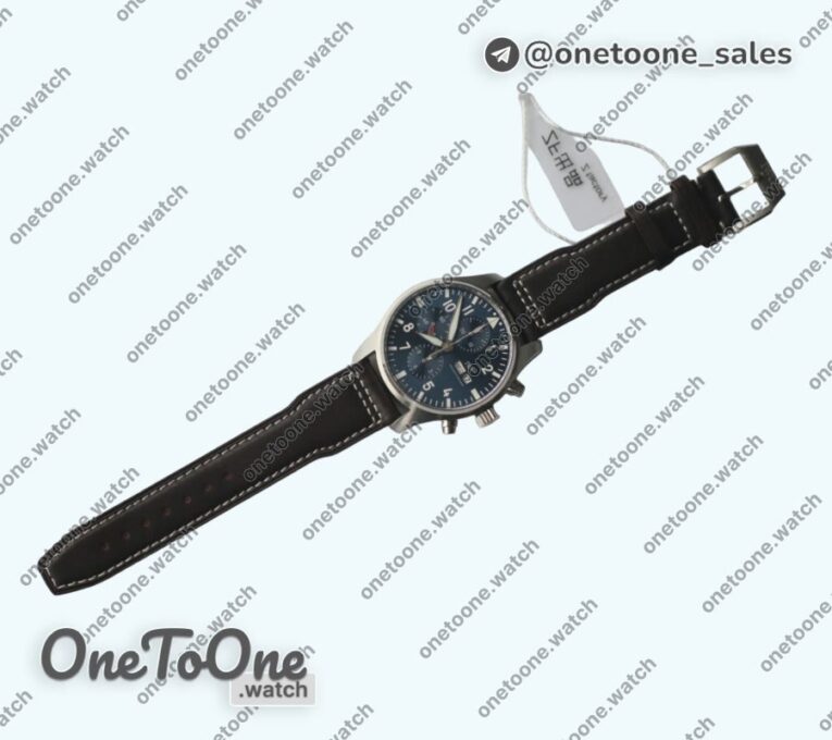 Реплика часов Iwc Pilot Chrono 377714 "Le Petit Prince" 2016 SIHH Blue Top-tier Копия один в один on Brown Leather Strap